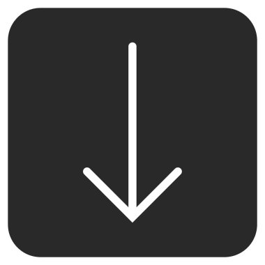 Düz aşağı ok vektör simgesi kare