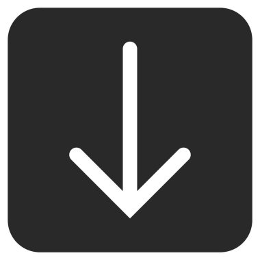 Düz aşağı ok vektör simgesi kare