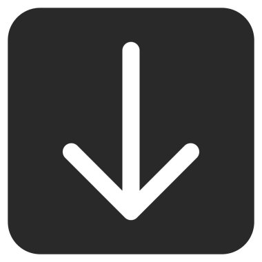 Düz aşağı ok vektör simgesi kare