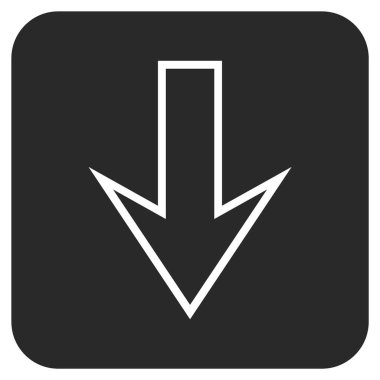 Düz aşağı ok vektör simgesi kare