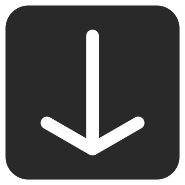 Düz aşağı ok vektör simgesi kare