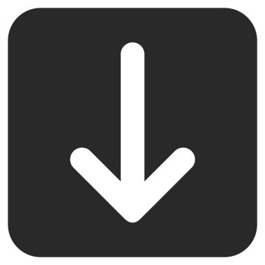 Düz aşağı ok vektör simgesi kare