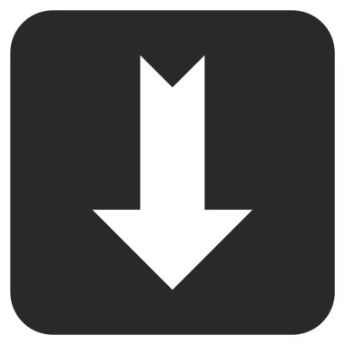 Düz aşağı ok vektör simgesi kare