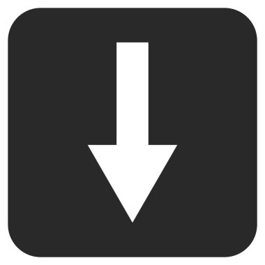 Düz aşağı ok vektör simgesi kare