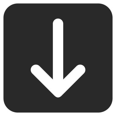 Düz aşağı ok vektör simgesi kare