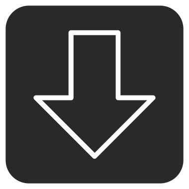 Düz aşağı ok vektör simgesi kare