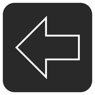 Düz sol ok vektör simgesi kare