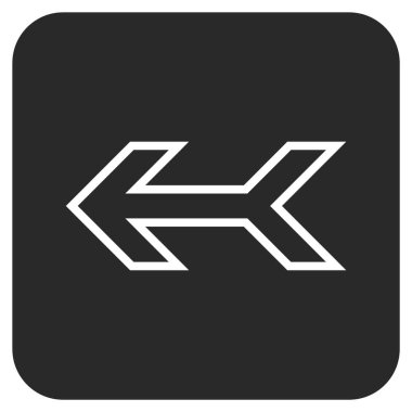 Düz sol ok vektör simgesi kare