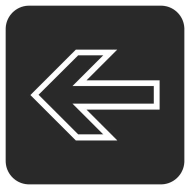 Düz sol ok vektör simgesi kare