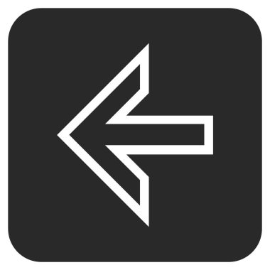 Düz sol ok vektör simgesi kare