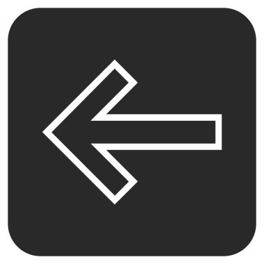 Düz sol ok vektör simgesi kare