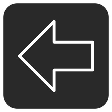 Düz sol ok vektör simgesi kare