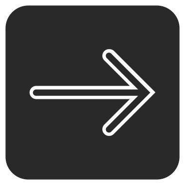 Ok sağ düz vektör simgesi kare