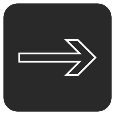 Ok sağ düz vektör simgesi kare