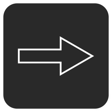 Ok sağ düz vektör simgesi kare