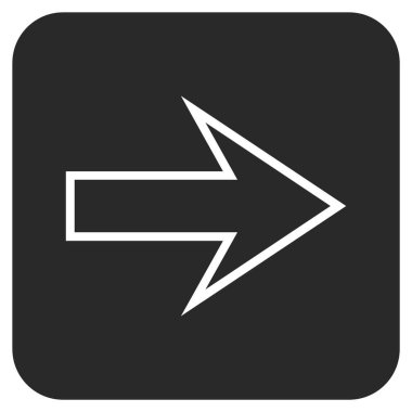 Ok sağ düz vektör simgesi kare