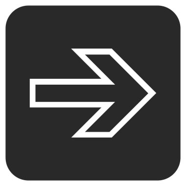 Ok sağ düz vektör simgesi kare