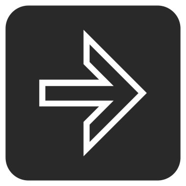 Ok sağ düz vektör simgesi kare