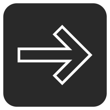 Ok sağ düz vektör simgesi kare