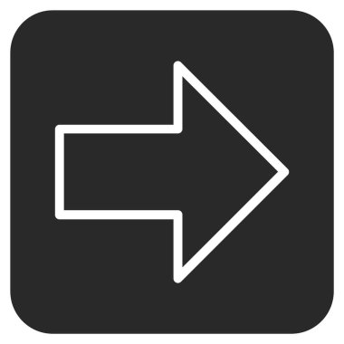 Ok sağ düz vektör simgesi kare