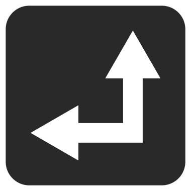 Bifurkasyon ok sol düz vektör simgesi kare.