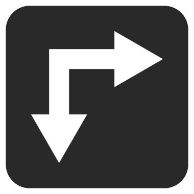 Vektör simge çatallanma ok sağ aşağı düz kare