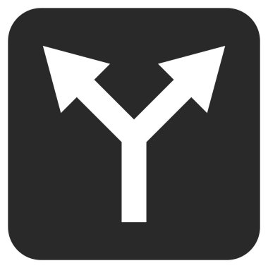 Düz yukarı çatallanma ok vektör simgesi kare