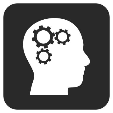 Beyin vites düz kare vektör simgesi