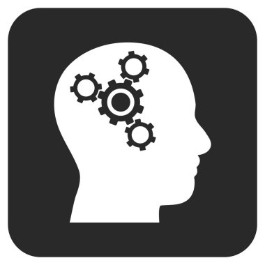 Beyin mekanik düz kare vektör simgesi