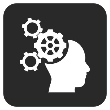 Beyin mekanik düz kare vektör simgesi