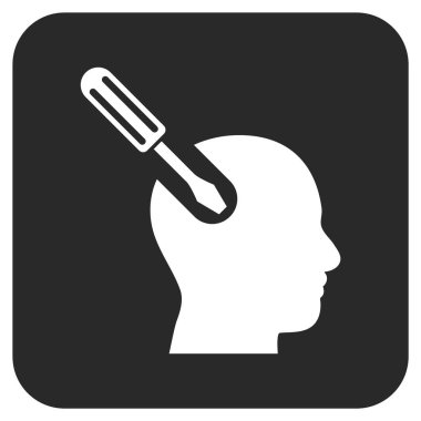 Beyin aracı düz kare vektör simgesi