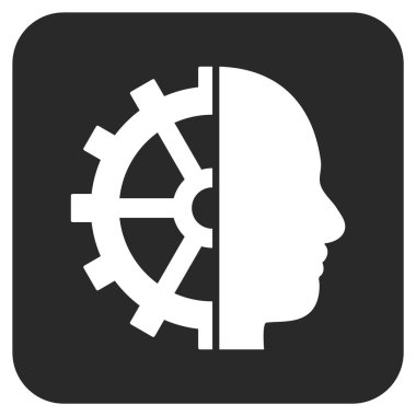 Cyborg vites düz kare vektör simgesi