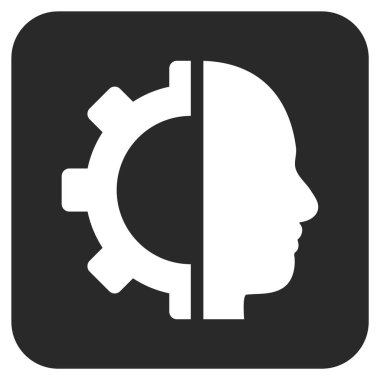 Cyborg vites düz kare vektör simgesi