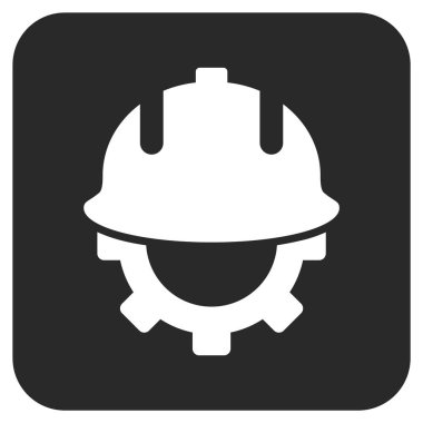 Geliştirme kask düz kare vektör simgesi