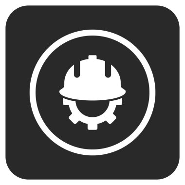 Geliştirme kask düz kare vektör simgesi