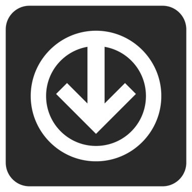 Düz aşağı yön vektör simgesi kare