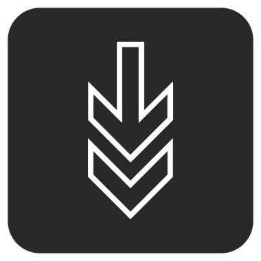 Düz aşağı yön vektör simgesi kare