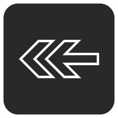 Düz sol yön vektör simgesi kare