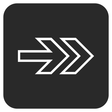 Şu yönde düz vektör simgesi kare