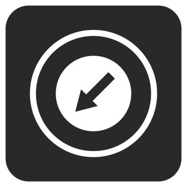 Yuvarlak aşağı sol ok düz kare vektör simgesi