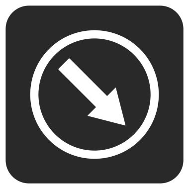 Aşağı doğru yuvarlak ok düz kare vektör simgesi