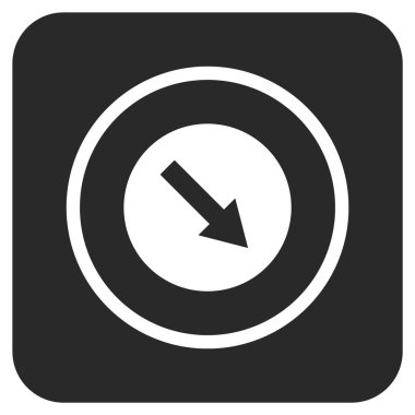 Aşağı doğru yuvarlak ok düz kare vektör simgesi