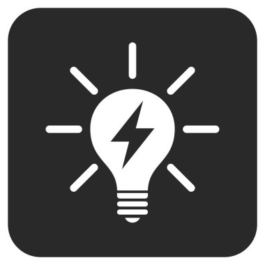 Elektrik ışık ampul düz kare vektör simgesi