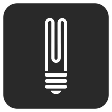 Floresan ampul düz kare vektör simgesi