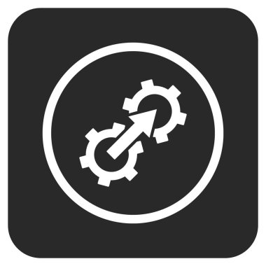 Dişli Tümleştirme düz kare vektör simgesi