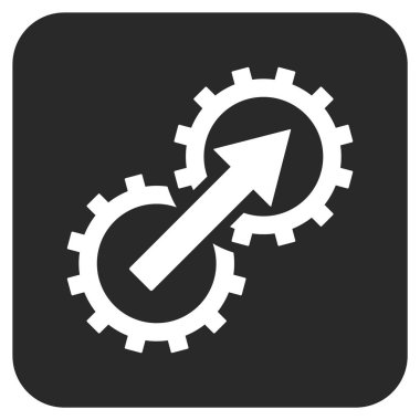 Dişli Tümleştirme düz kare vektör simgesi