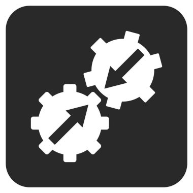 Dişli Tümleştirme düz kare vektör simgesi