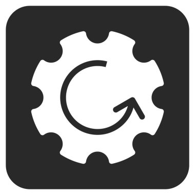 Dişli döndürme düz kare vektör simgesi