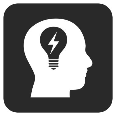 Kafası ampul düz kare vektör simgesi