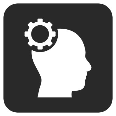 Akıl vites düz kare vektör simgesi